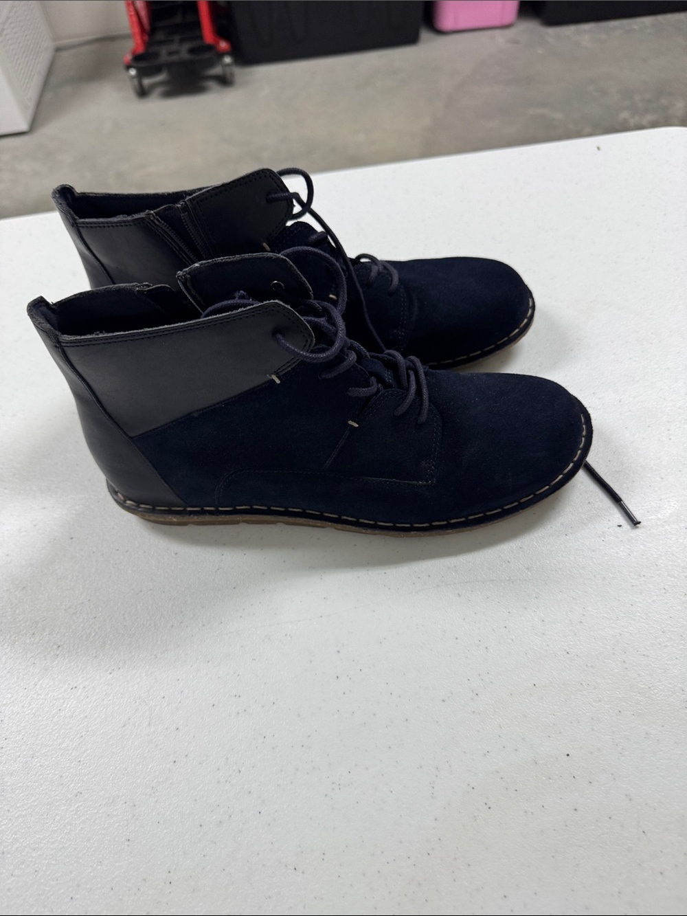 Clarks Navy Suede Lace-Up Ankle Boots